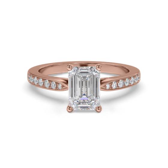 Smaragd-Diamant-Schulter-Set-Ring