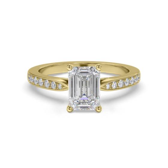 Smaragd-Diamant-Schulter-Set-Ring
