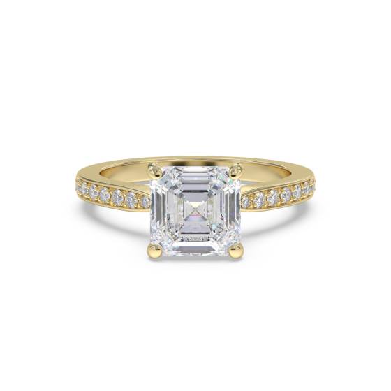 Verlobungsring mit Asscher-Diamanten an den Schultern