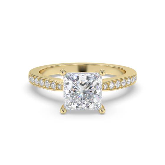 Verlobungsring mit Prinzessdiamant-Schulterset
