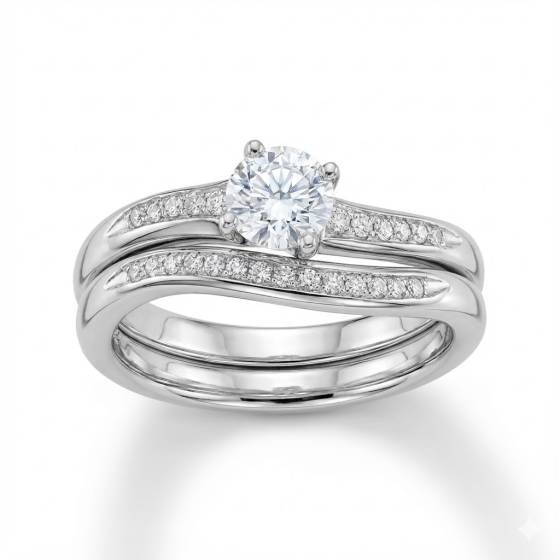 Runder Diamant-Schulterring mit passendem Band