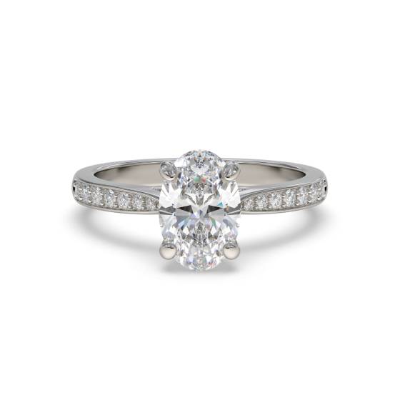 Eleganter Ring mit ovalem Diamanten und Milgrain-Verzierung an den Schultern