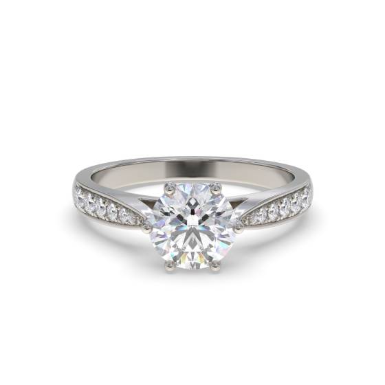 1.25ct VVS1/D Lab Grown Round Cut Diamond Shoulder Set Ring in Platinum