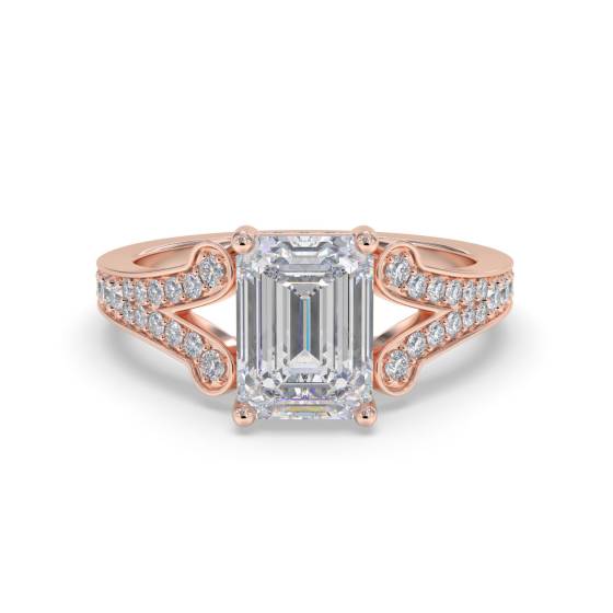 Designer-Ring mit geteilter Ringschiene und Smaragd-Diamanten