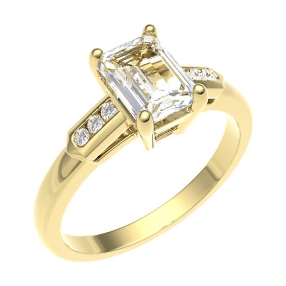 Smaragd-Diamant-Schulter-Set-Ring