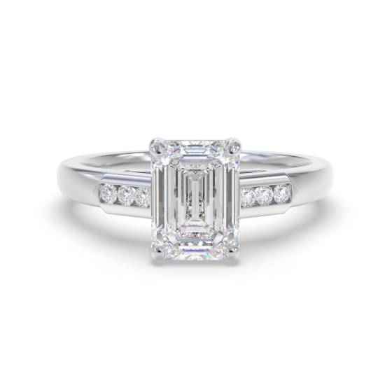 Smaragd-Diamant-Schulter-Set-Ring