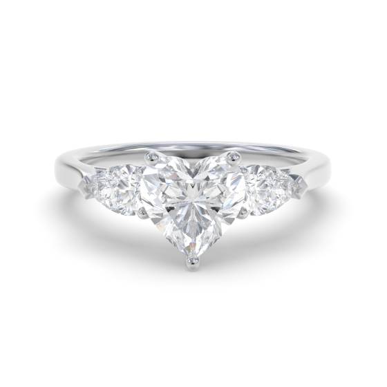 Eleganter Trilogie-Ring mit Herz- und Birnendiamanten