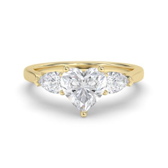 Eleganter Trilogie-Ring mit Herz- und Birnendiamanten