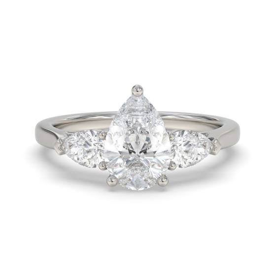 Eleganter Birnenförmiger Diamant-Trilogie-Ring