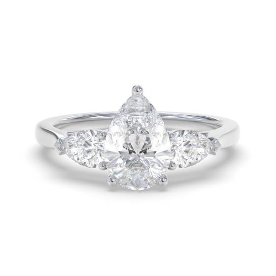 Eleganter Birnenförmiger Diamant-Trilogie-Ring