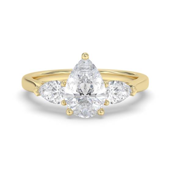 Eleganter Birnenförmiger Diamant-Trilogie-Ring