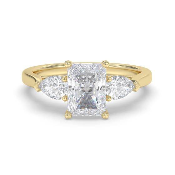 Eleganter Trilogie-Ring mit strahlenden und birnenförmigen Diamanten