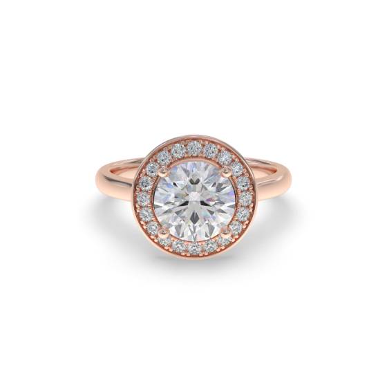 Runder Diamantring mit Lünettenfassung und einzelnem Halo