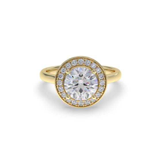 Runder Diamantring mit Lünettenfassung und einzelnem Halo