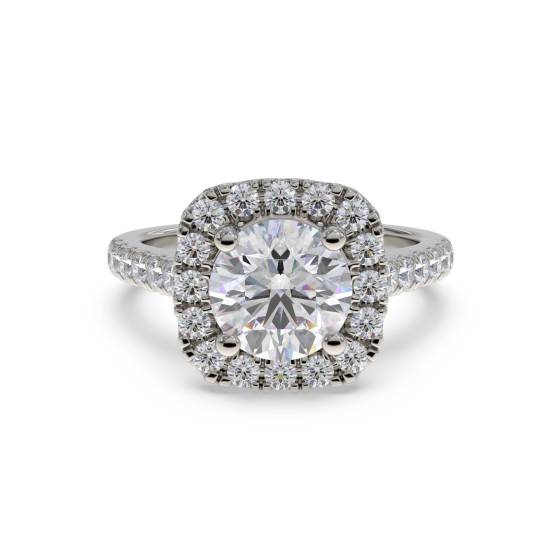 Moderner runder Diamantring mit einzelnem Halo