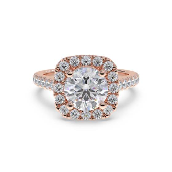 Moderner runder Diamantring mit einzelnem Halo