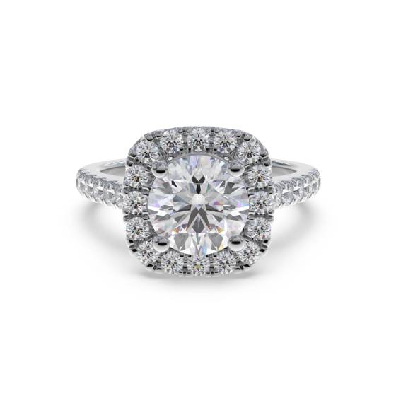 Moderner runder Diamantring mit einzelnem Halo