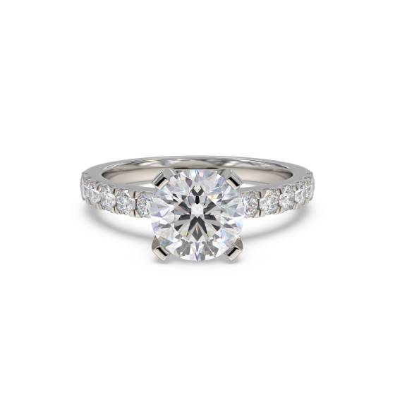 1.00ct VS2/E Natural Round Diamond Shoulder Set Ring in Platinum