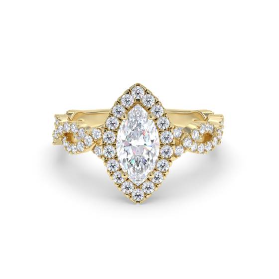Marquise-Diamant-Ring mit einzelnem Halo-Schulterteil
