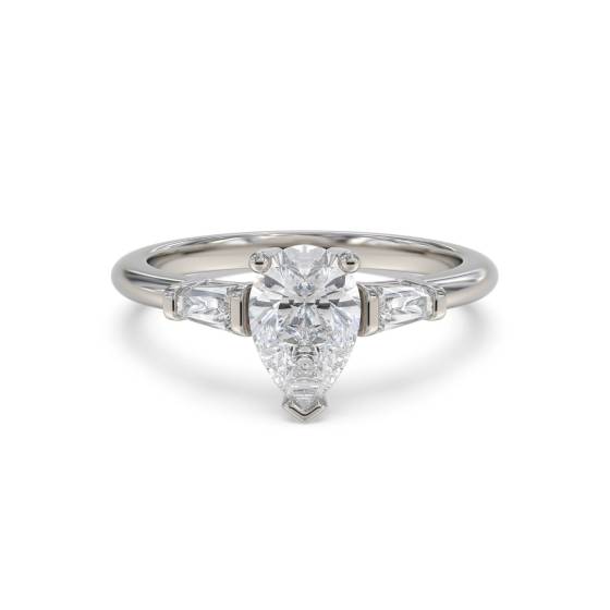 Moderner Trilogie-Ring mit Birnen- und Baguette-Diamanten