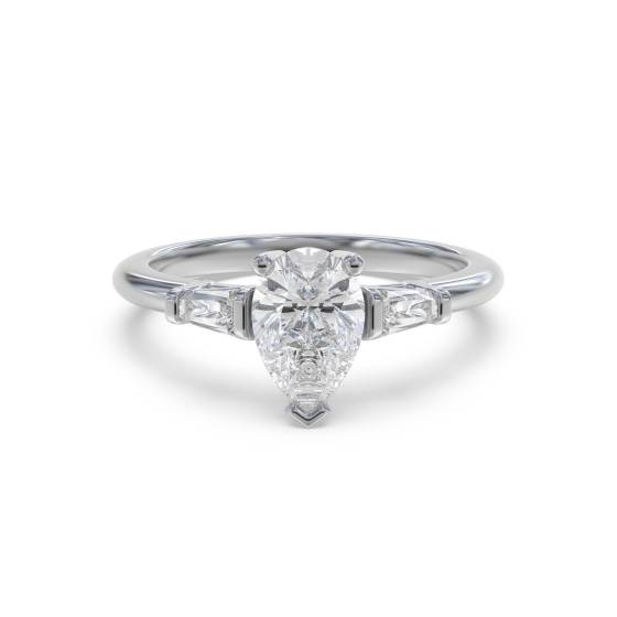 Moderner Trilogie-Ring mit Birnen- und Baguette-Diamanten