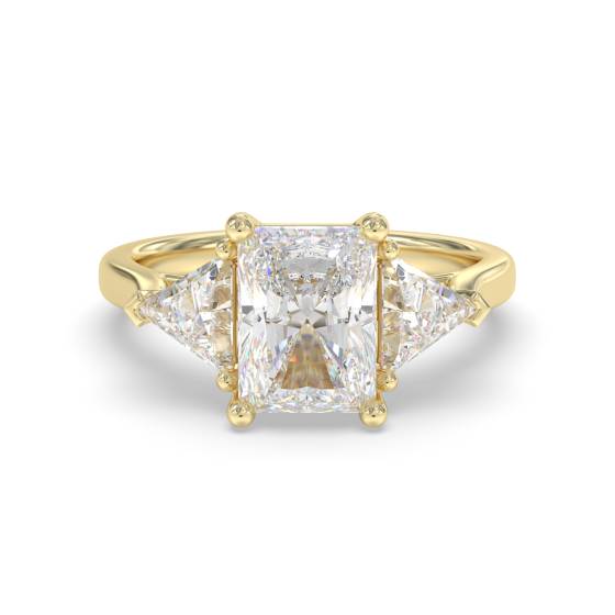 2.50ct VS2/F Lab Grown Radiant Diamond Trilogy Ring in 18k Yellow Gold