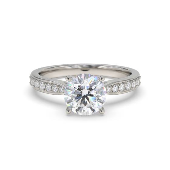 GIA-zertifizierter Ring mit rundem Diamanten (0,85 ct, VVS1/E, Schulterfassung)