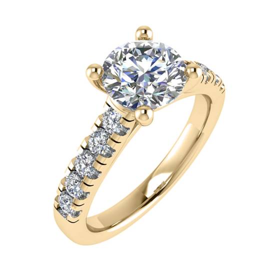 Ring mit 1,00 ct VS2/D rundem Naturdiamanten im Schulterbereich