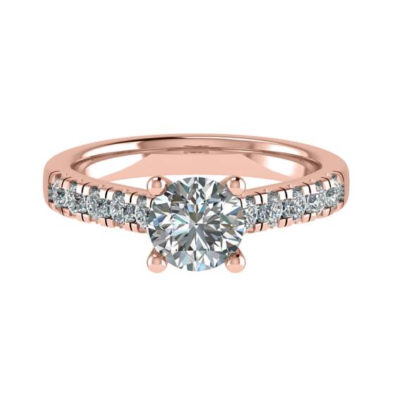 Ring mit 1,00 ct VS2/D rundem Naturdiamanten im Schulterbereich