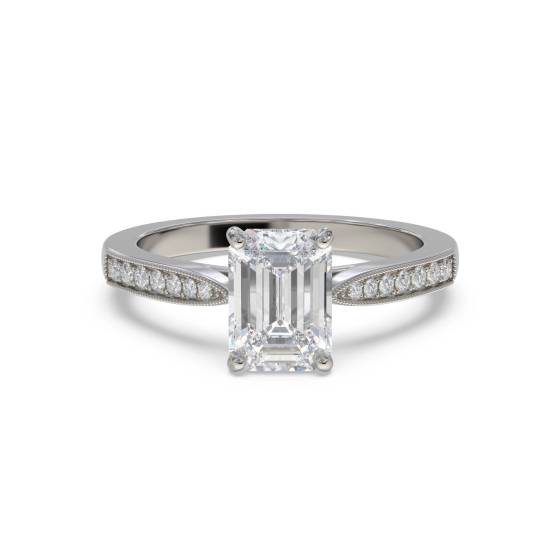Smaragd-Diamant-Schulter-Set-Ring
