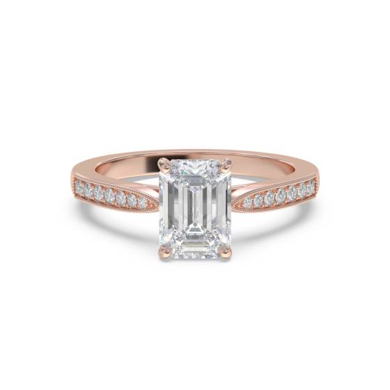 Smaragd-Diamant-Schulter-Set-Ring