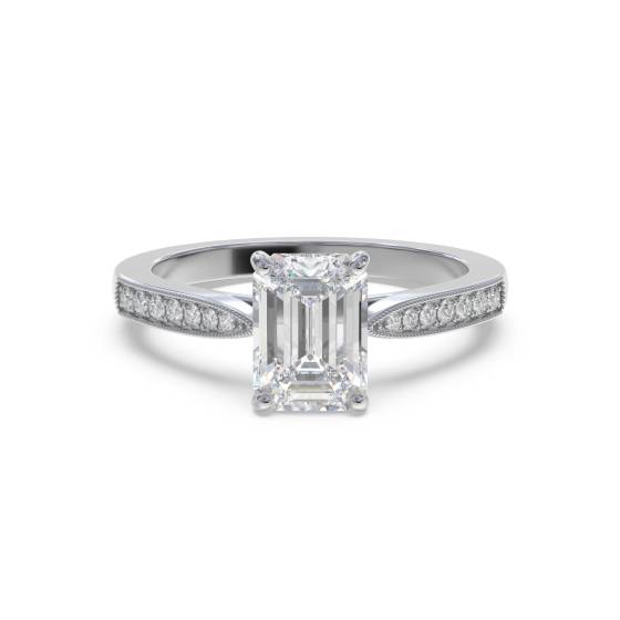 Smaragd-Diamant-Schulter-Set-Ring