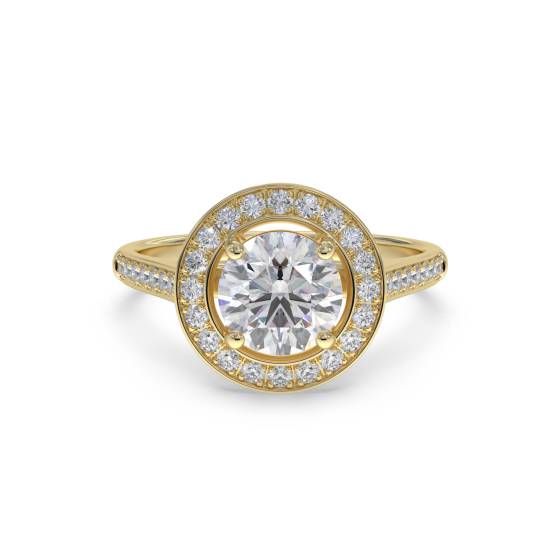 Moderner runder Diamantring mit einzelnem Halo