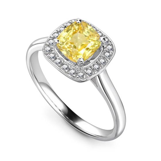 Ring mit gelbem Kissen-Diamantencluster