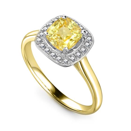 Ring mit gelbem Kissen-Diamantencluster