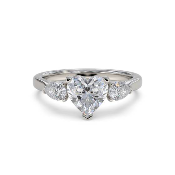 Moderner Herz- und Birnen-Diamant-Trilogie-Ring
