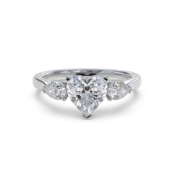 Moderner Herz- und Birnen-Diamant-Trilogie-Ring