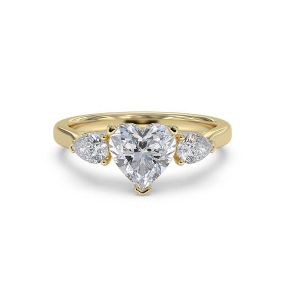 Moderner Herz- und Birnen-Diamant-Trilogie-Ring