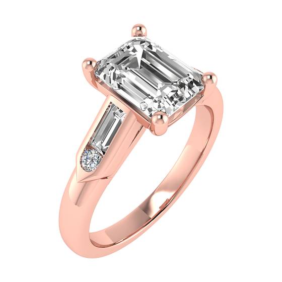 Ring mit Smaragd-, Bauguette- und Runddiamant-Schulterbesatz