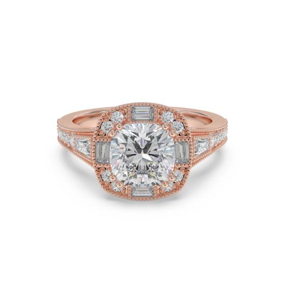 Designerring mit Kissen- und Baguette-Diamanten