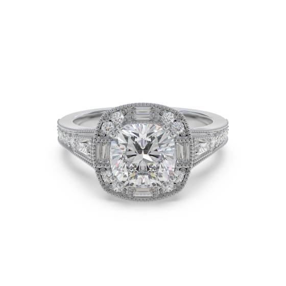 Designerring mit Kissen- und Baguette-Diamanten