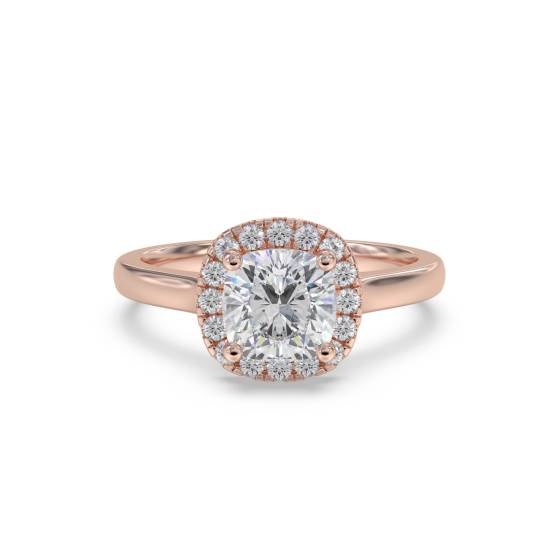 Kissenförmiger Diamantring mit einzelnem Halo