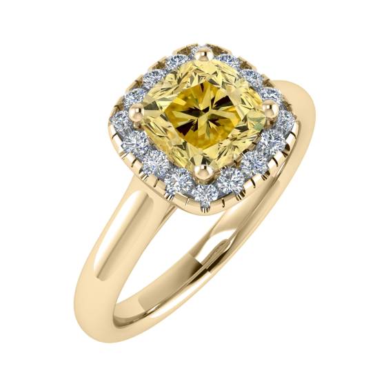 Ring mit gelbem Kissen-Diamantencluster