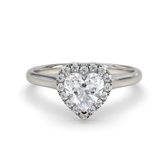 Moderner Herz-Diamant-Ring mit einzelnem Halo