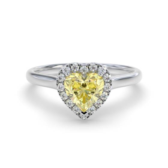 Ausgefallener gelber Herz-Diamant-Cluster-Ring