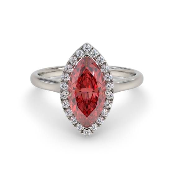 Marquise-Rubin- und Diamant-Halo-Ring