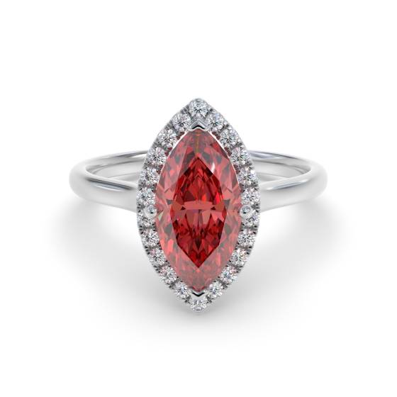 Marquise-Rubin- und Diamant-Halo-Ring