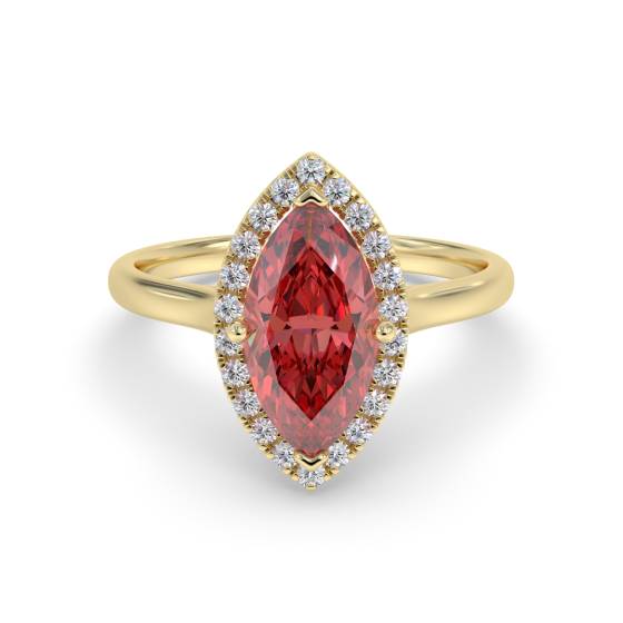 Marquise-Rubin- und Diamant-Halo-Ring