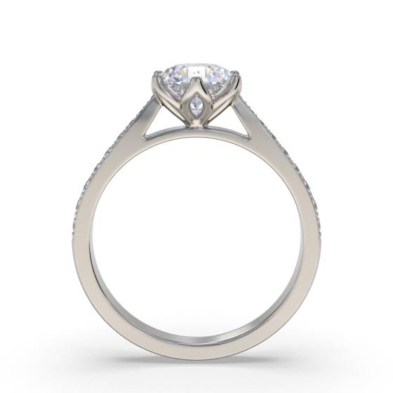 1.96ct VS2/D Lab Grown Round Cut Diamond 6 Claw Shoulder Set Ring in Platinum