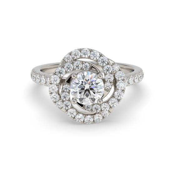 Blumen-Diamant-Halo-Ring